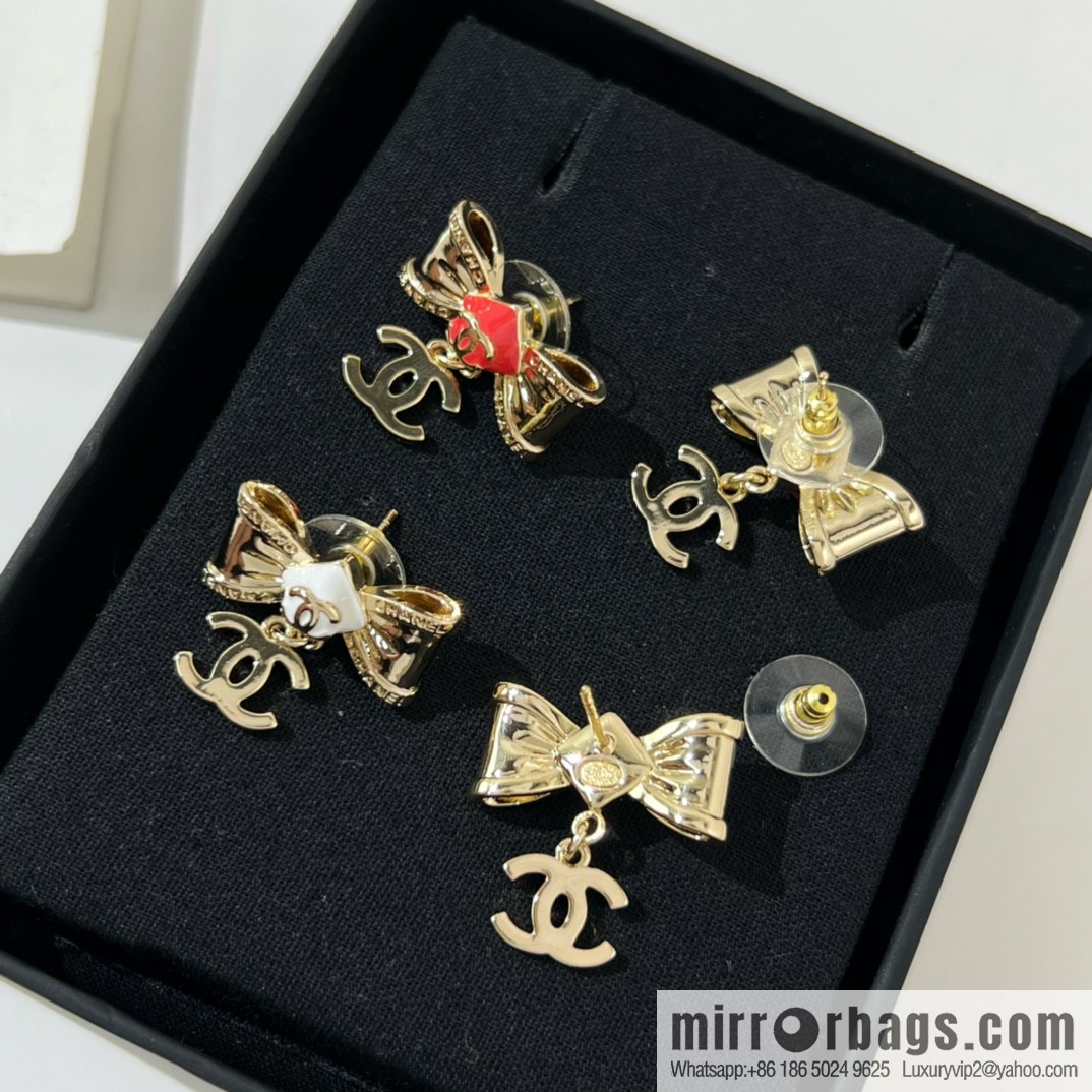 New ☑️ Chanel double c bow stud earrings