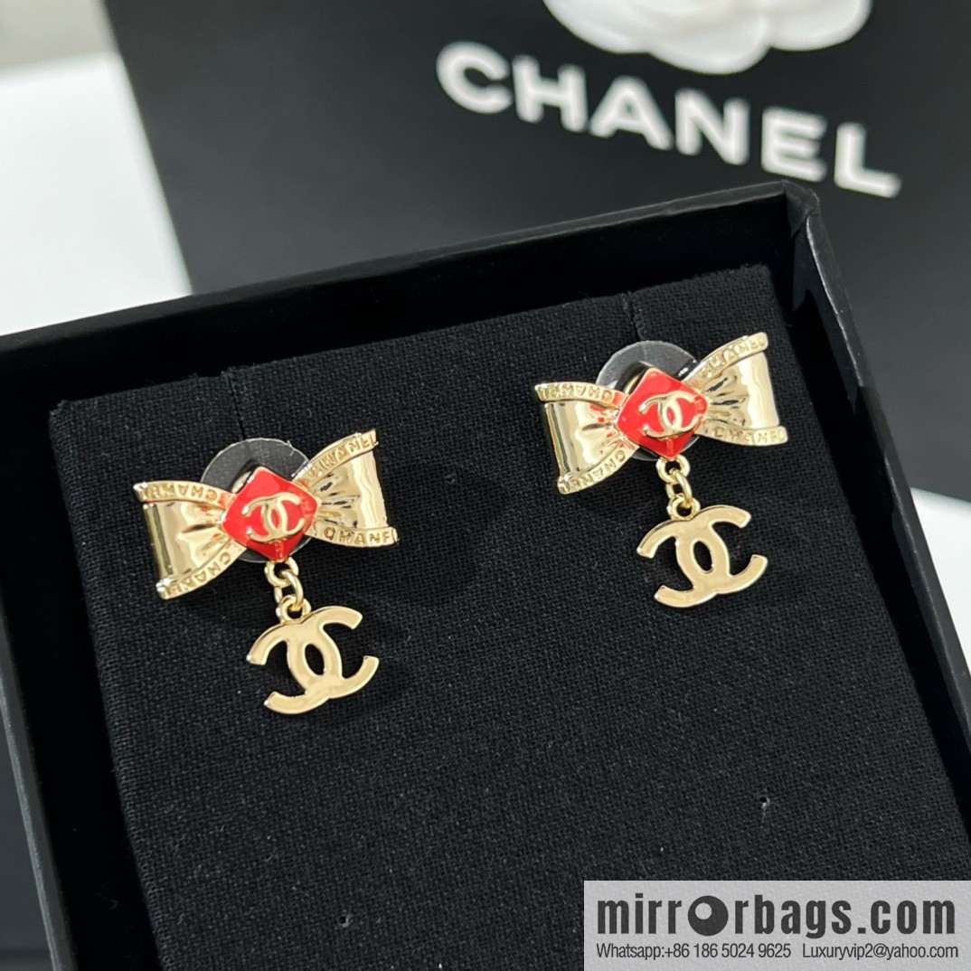 New ☑️ Chanel double c bow stud earrings