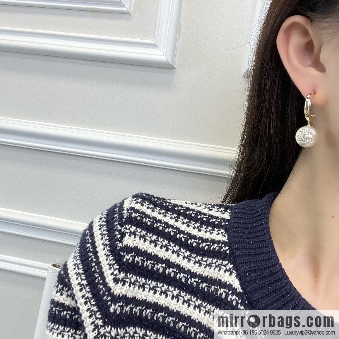 New ☑️ Chanel double c pearl stud earrings