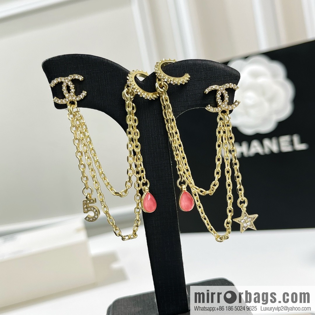 New ☑️ Chanel fringed 5-character star stud earrings clip