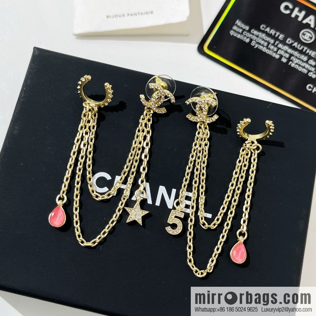 New ☑️ Chanel fringed 5-character star stud earrings clip