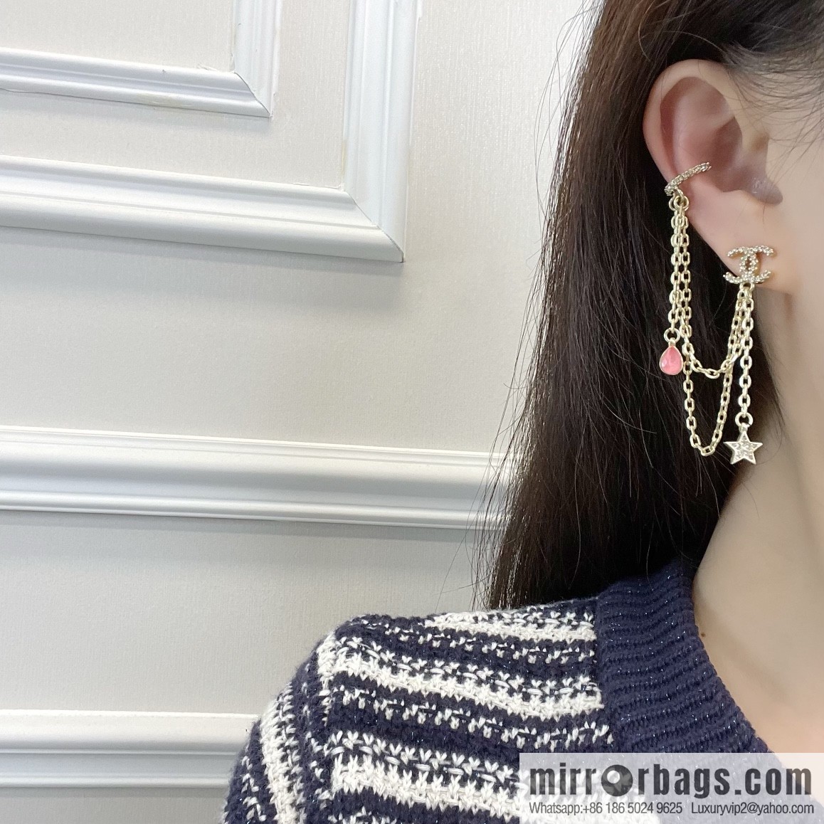 New ☑️ Chanel fringed 5-character star stud earrings clip