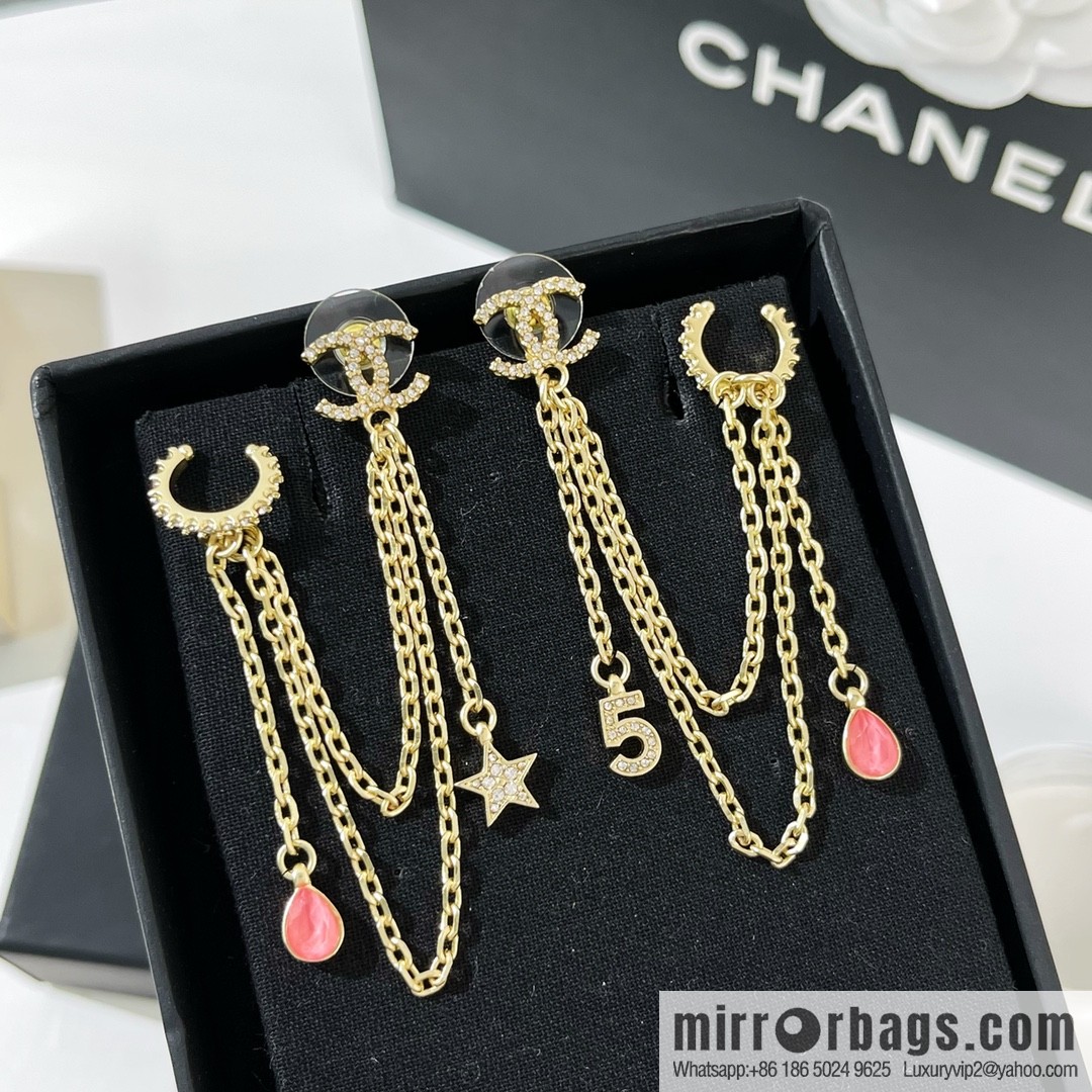 New ☑️ Chanel fringed 5-character star stud earrings clip