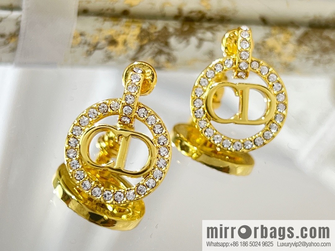 New ☑️ Dior CD full diamond stud earrings
