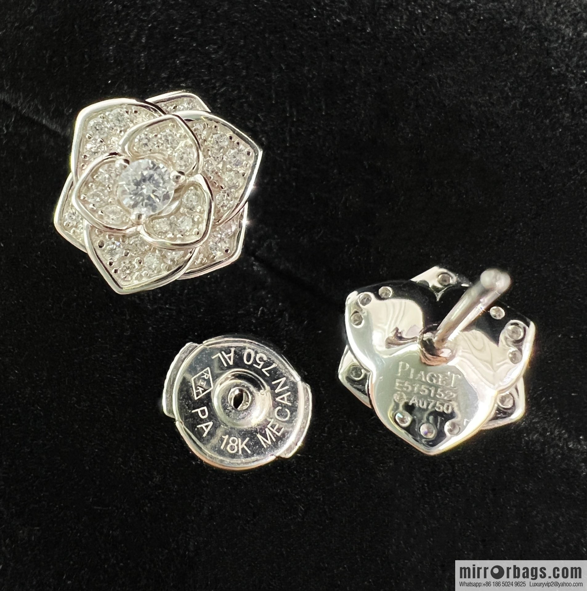 Piaget rose stud earrings necklace