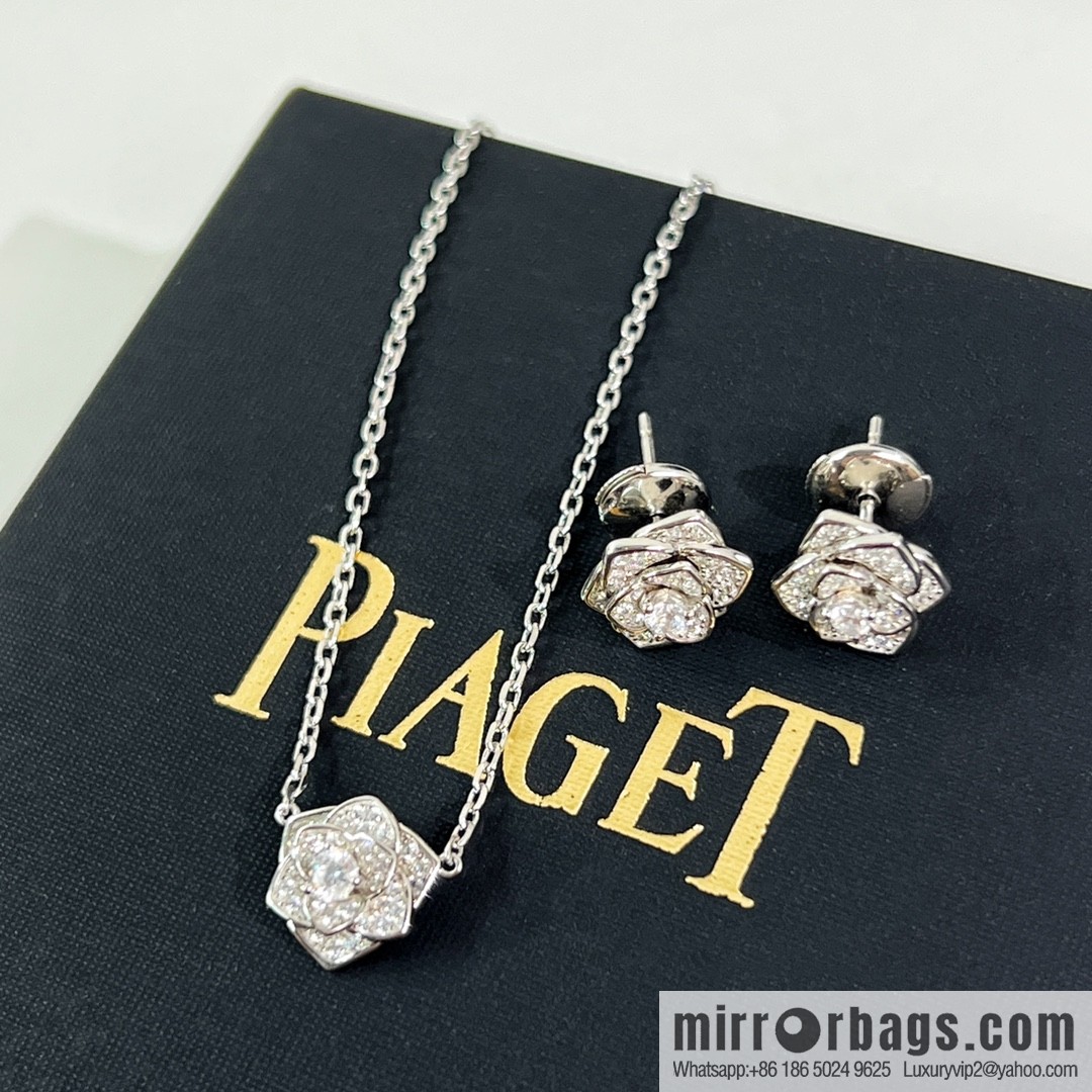 Piaget rose stud earrings necklace