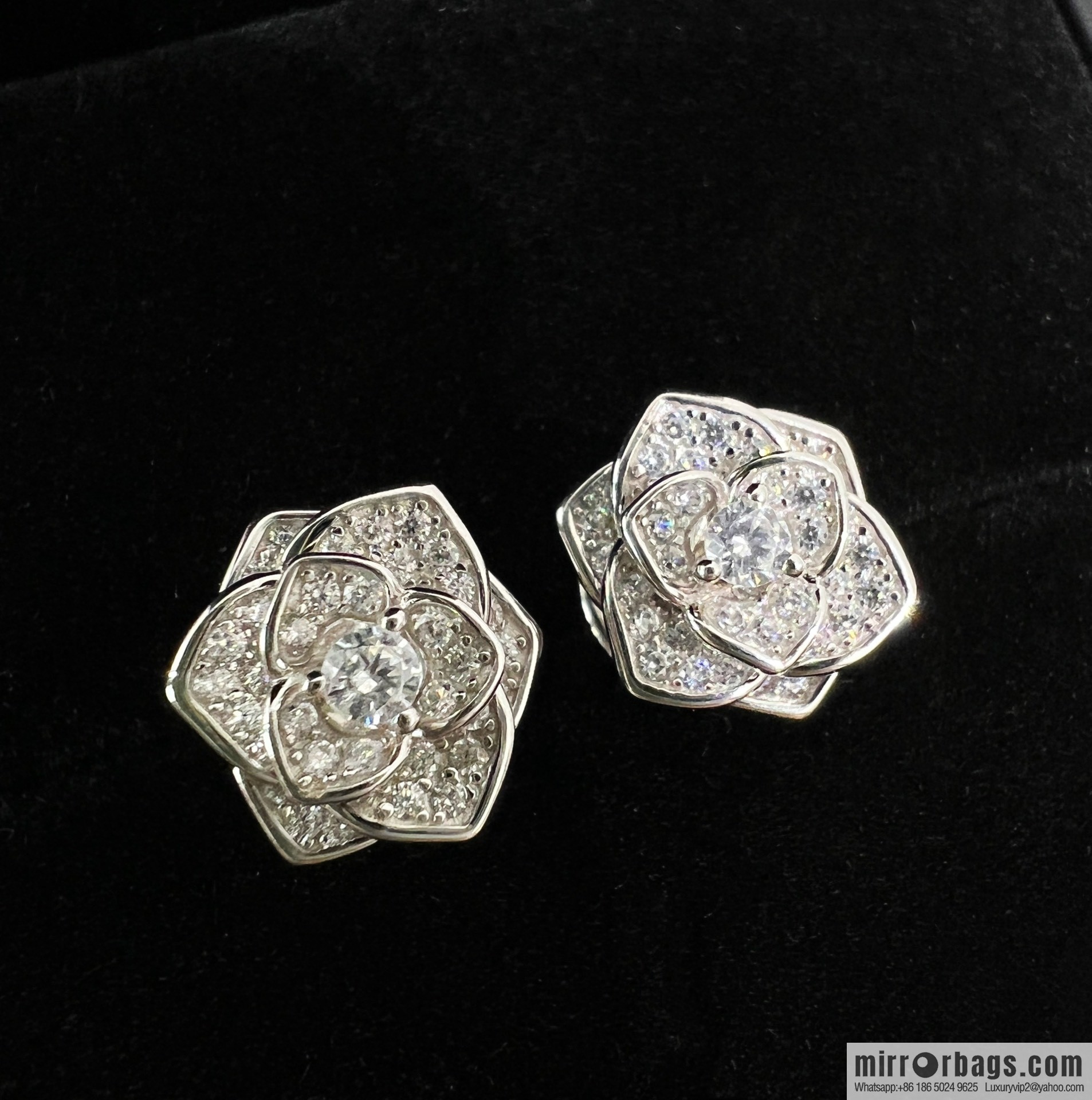 Piaget rose stud earrings necklace