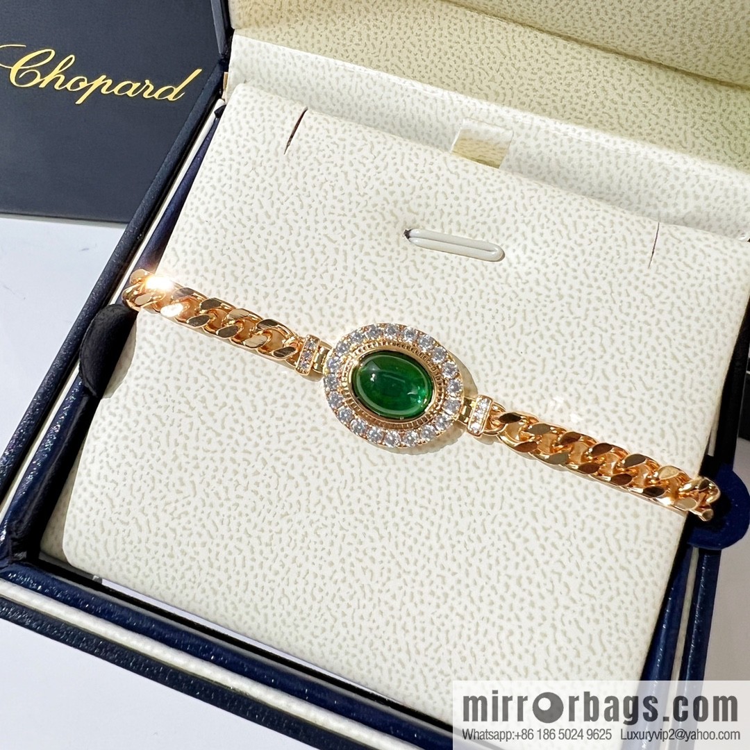 Chopard PRECIOUS LACE VAGUE Green diamond necklace bracelet stud earrings