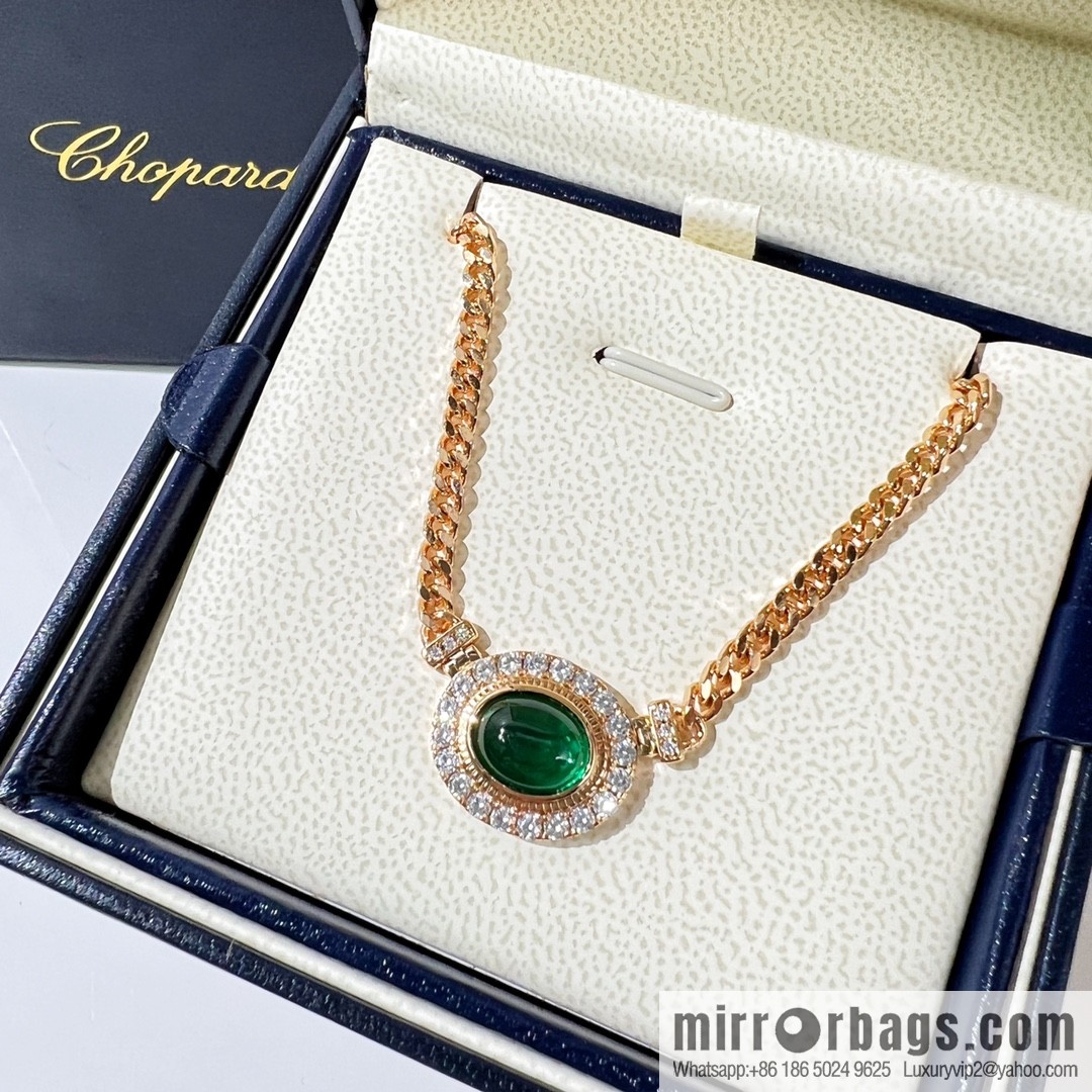 Chopard PRECIOUS LACE VAGUE Green diamond necklace bracelet stud earrings