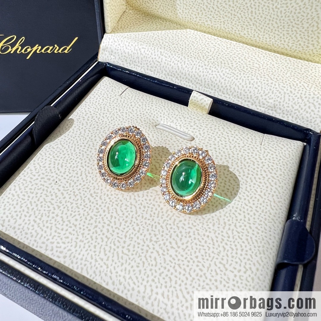 Chopard PRECIOUS LACE VAGUE Green diamond necklace bracelet stud earrings