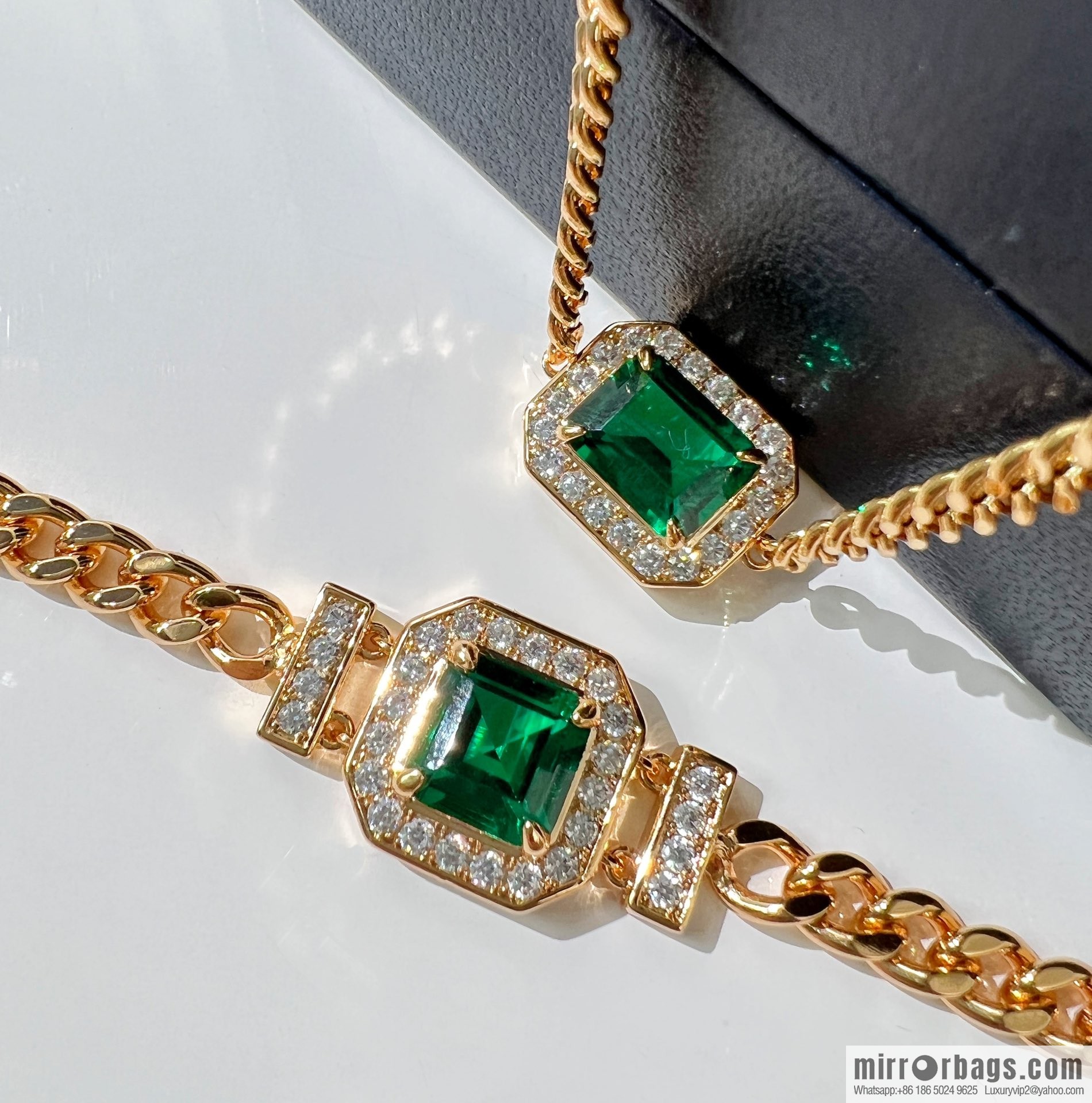 Chopard PRECIOUS LACE VAGUE green diamond necklace bracelet