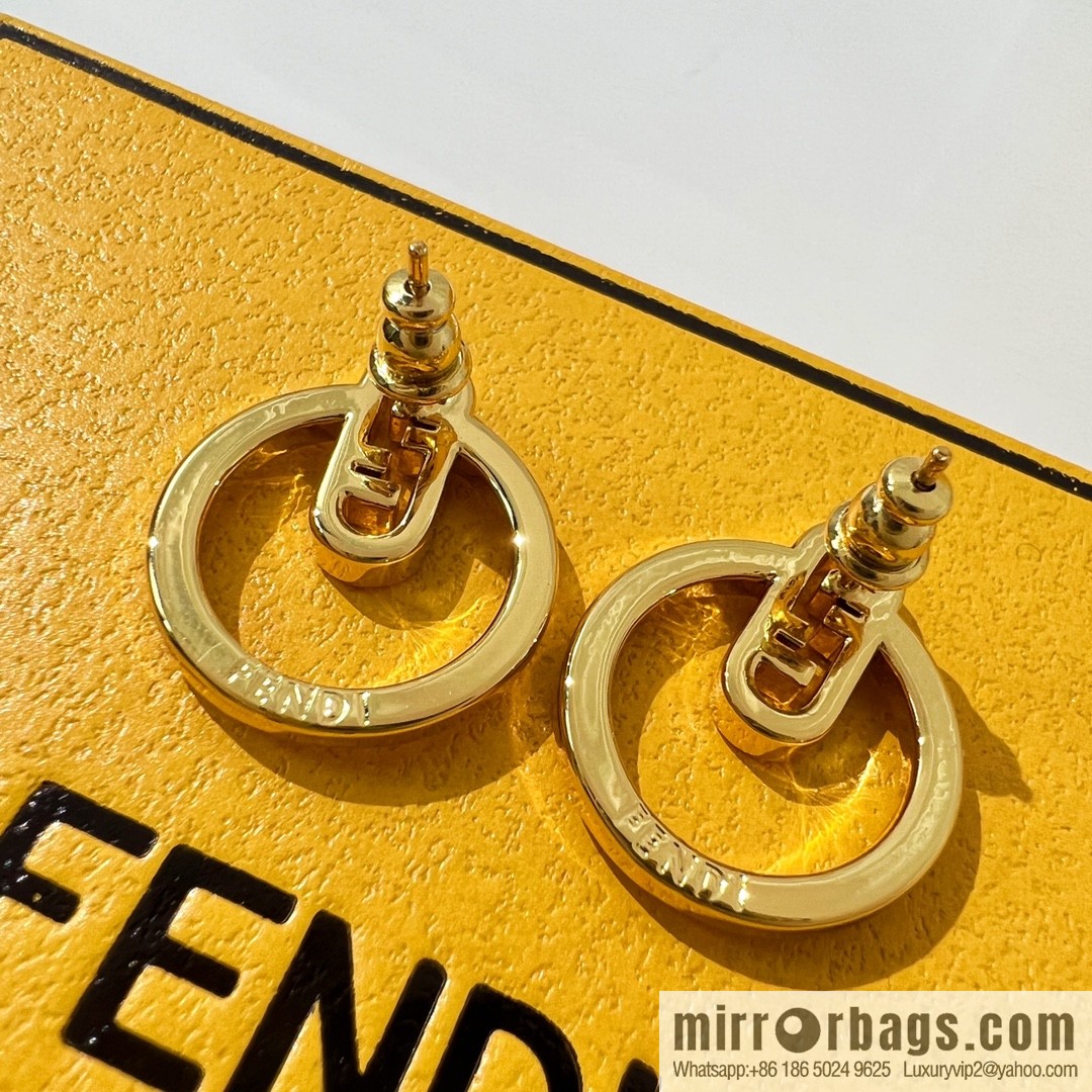 New Fendi full diamond round stud earrings