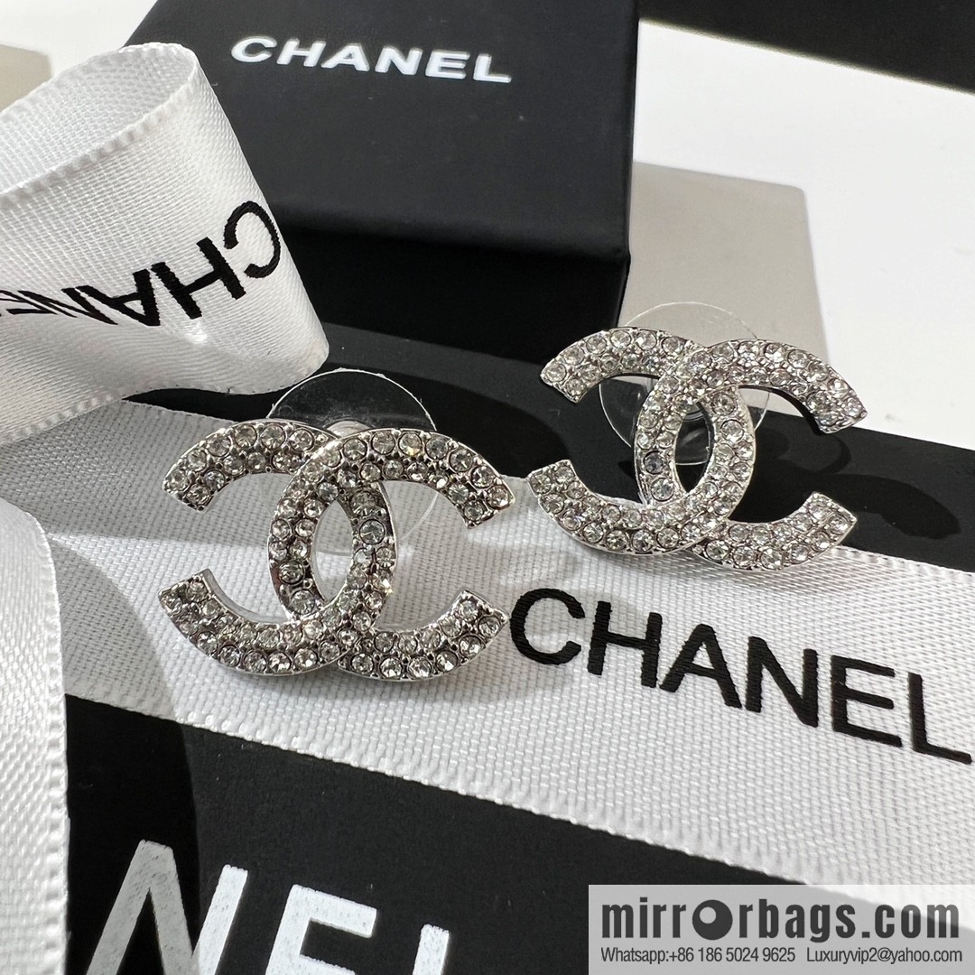 New ☑️ Chanel double c full diamond stud earrings