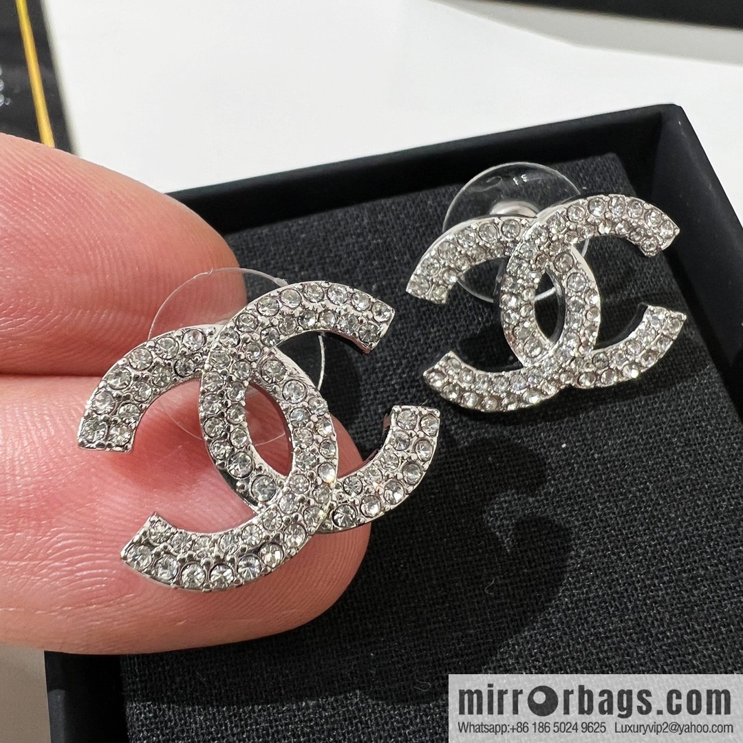 New ☑️ Chanel double c full diamond stud earrings