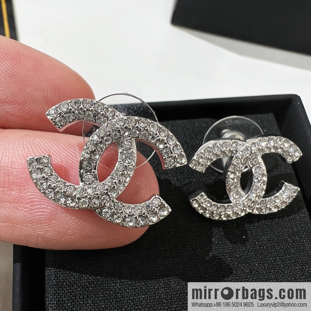 New ☑️ Chanel double c full diamond stud earrings
