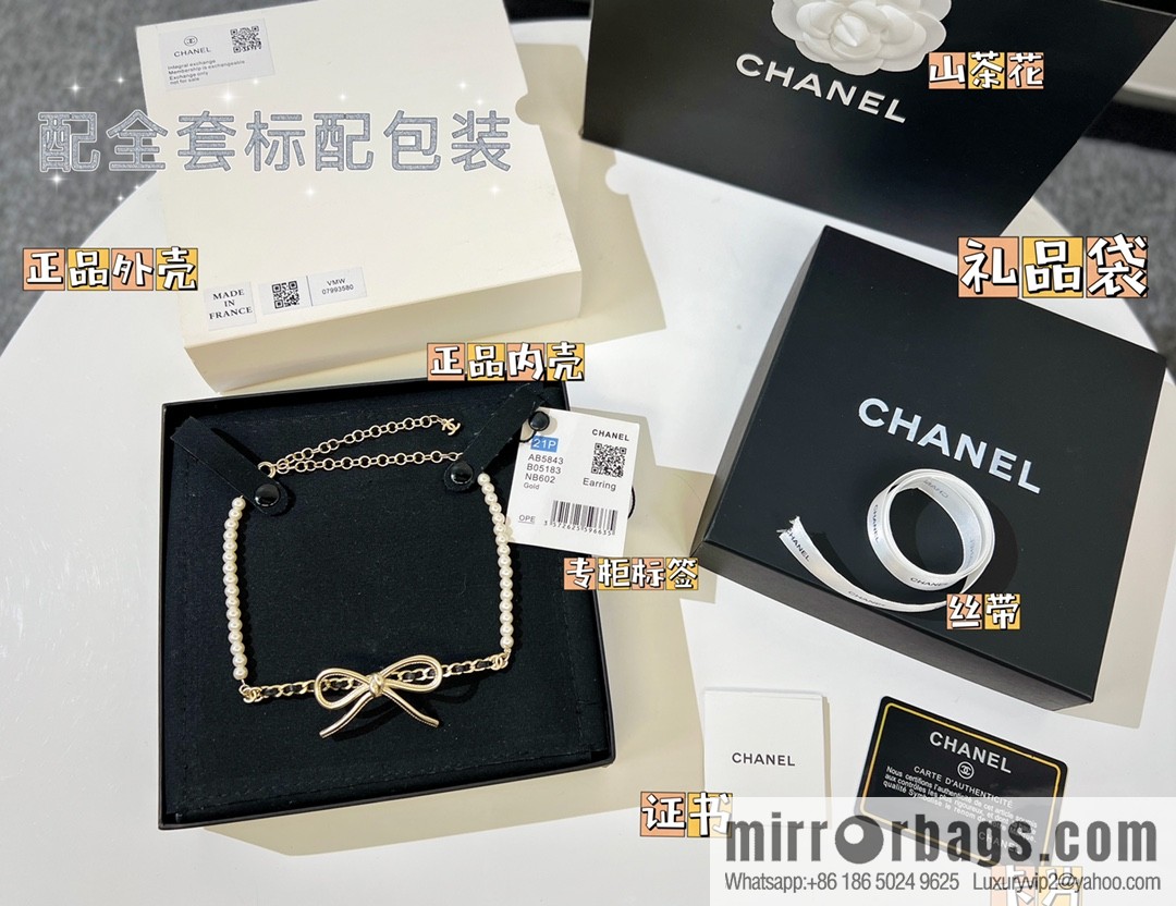 New ☑️ Chanel Double C Bow Pearl Necklace