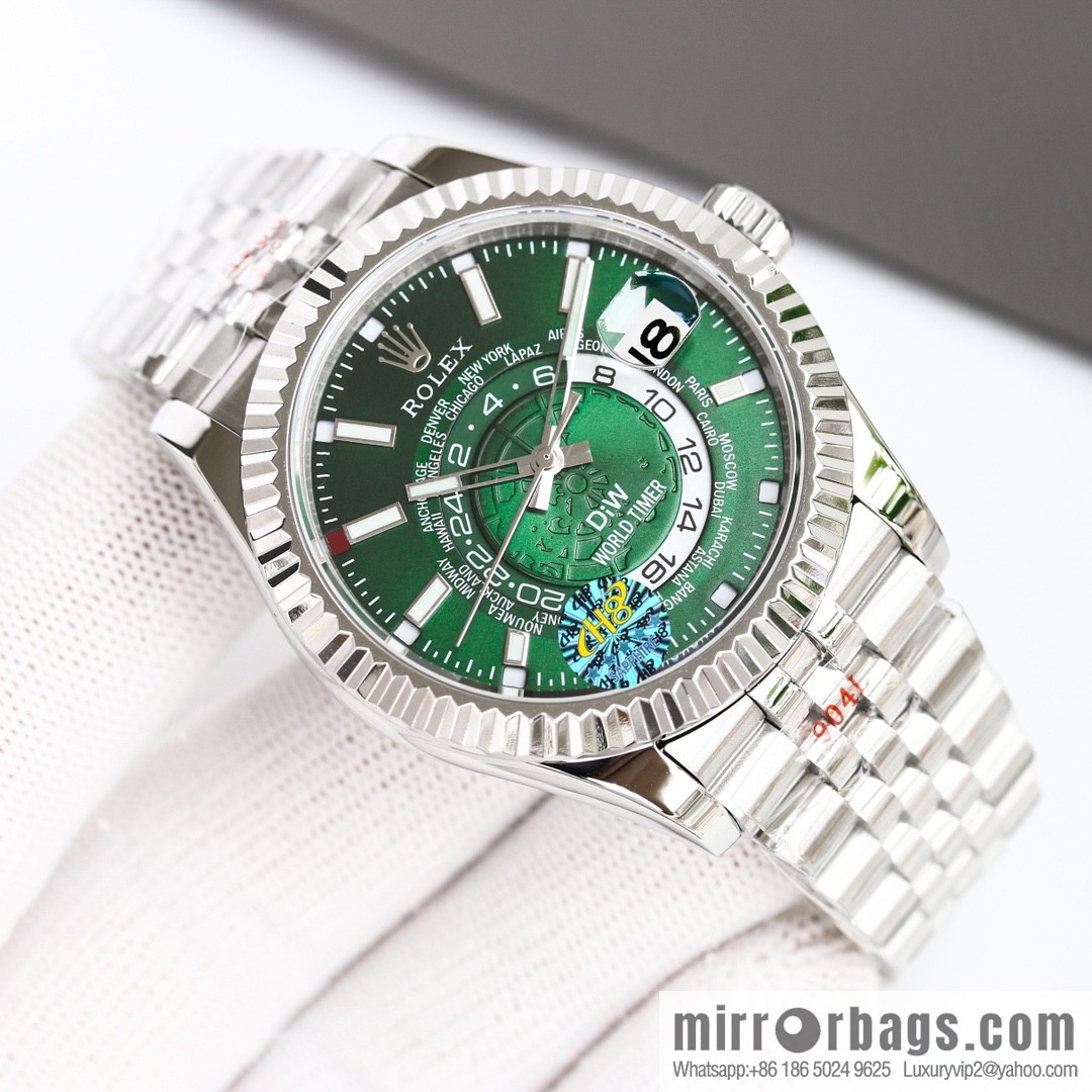 H8 new yin and yang Rolex Sky-Dweller Skywalker longitudinal bezel with Rolex Ring Command triangular pit pattern five-strand chain