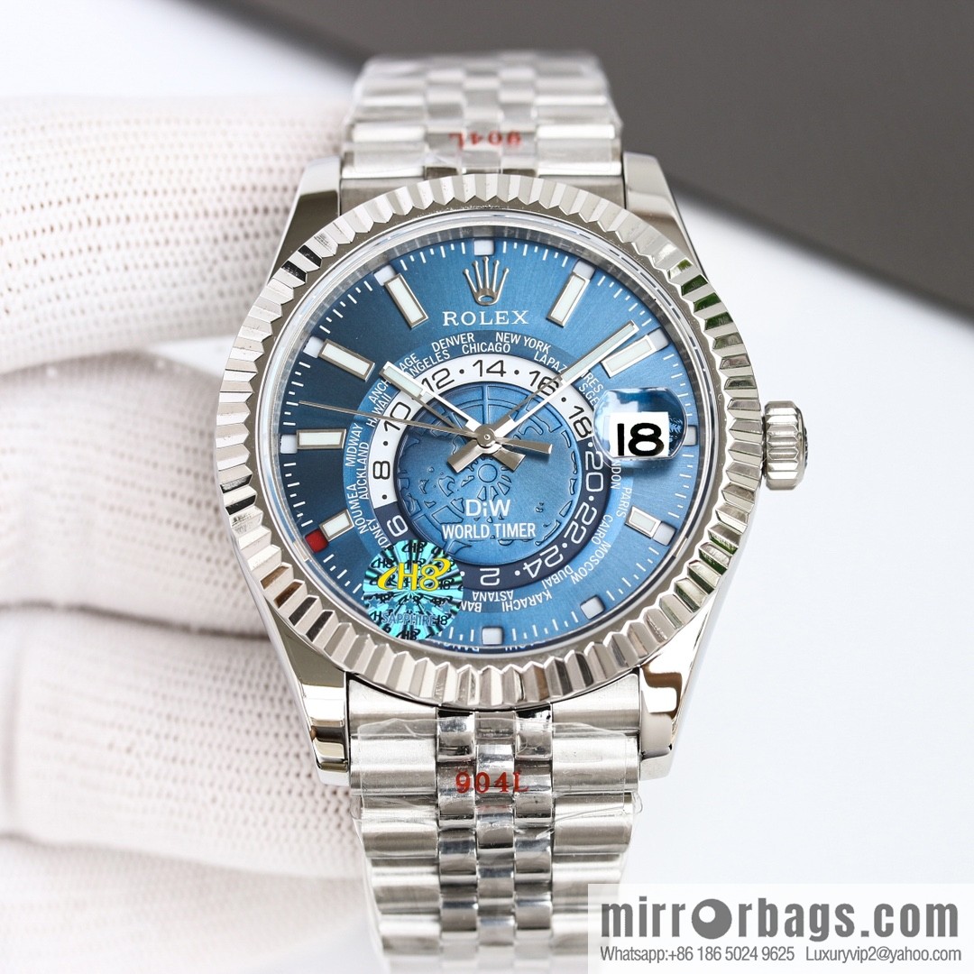 H8 new yin and yang Rolex Sky-Dweller Skywalker longitudinal bezel with Rolex Ring Command triangular pit pattern five-strand chain