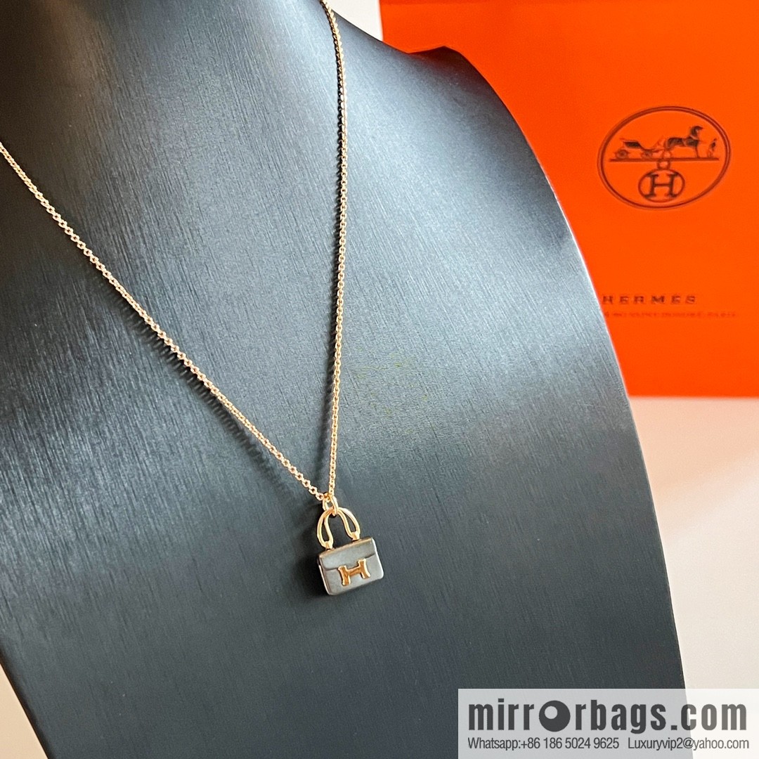 ❤️New ☑️ Hermès HERMES black jade bag necklace