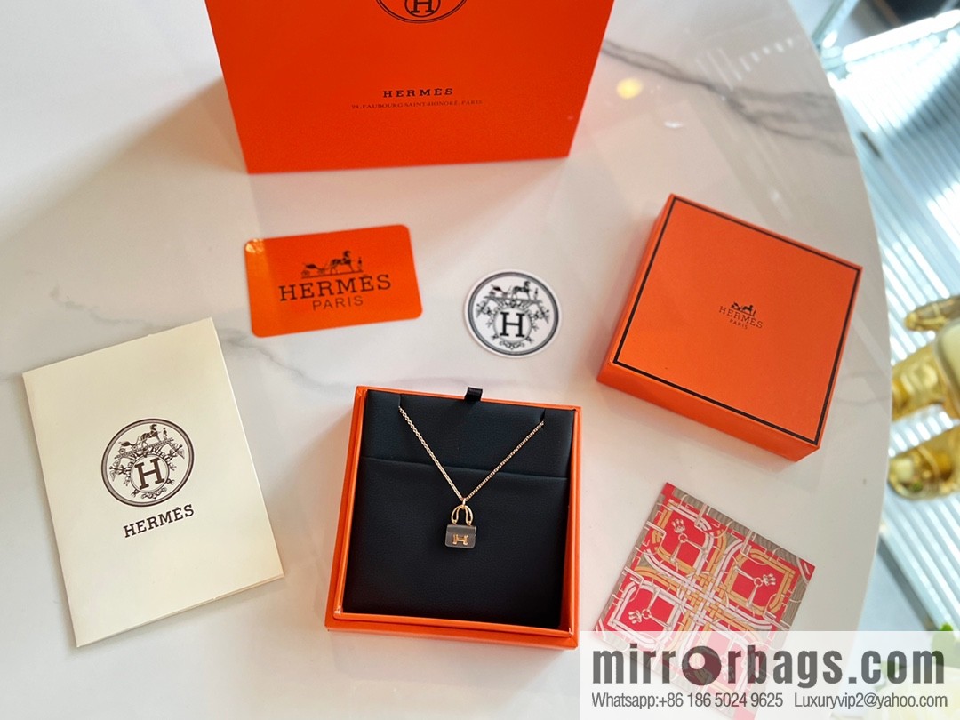 ❤️New ☑️ Hermès HERMES black jade bag necklace