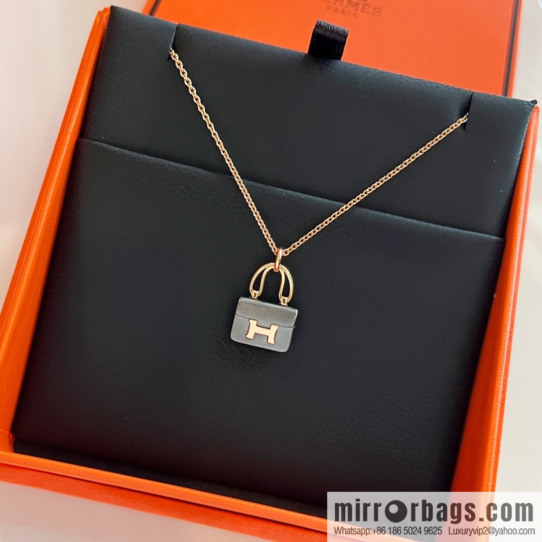 ❤️New ☑️ Hermès HERMES black jade bag necklace