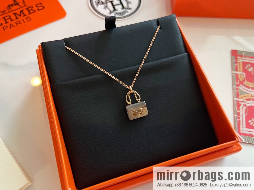 ❤️New ☑️ Hermès HERMES black jade bag necklace