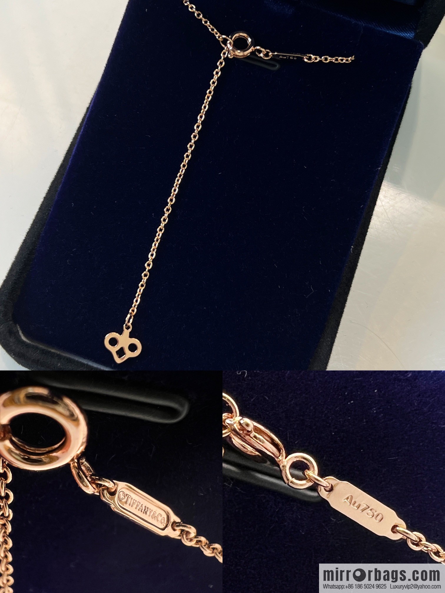 TIFFANY & CO. Tiffany & Co. Fleur de Lis white shell key pendant necklace