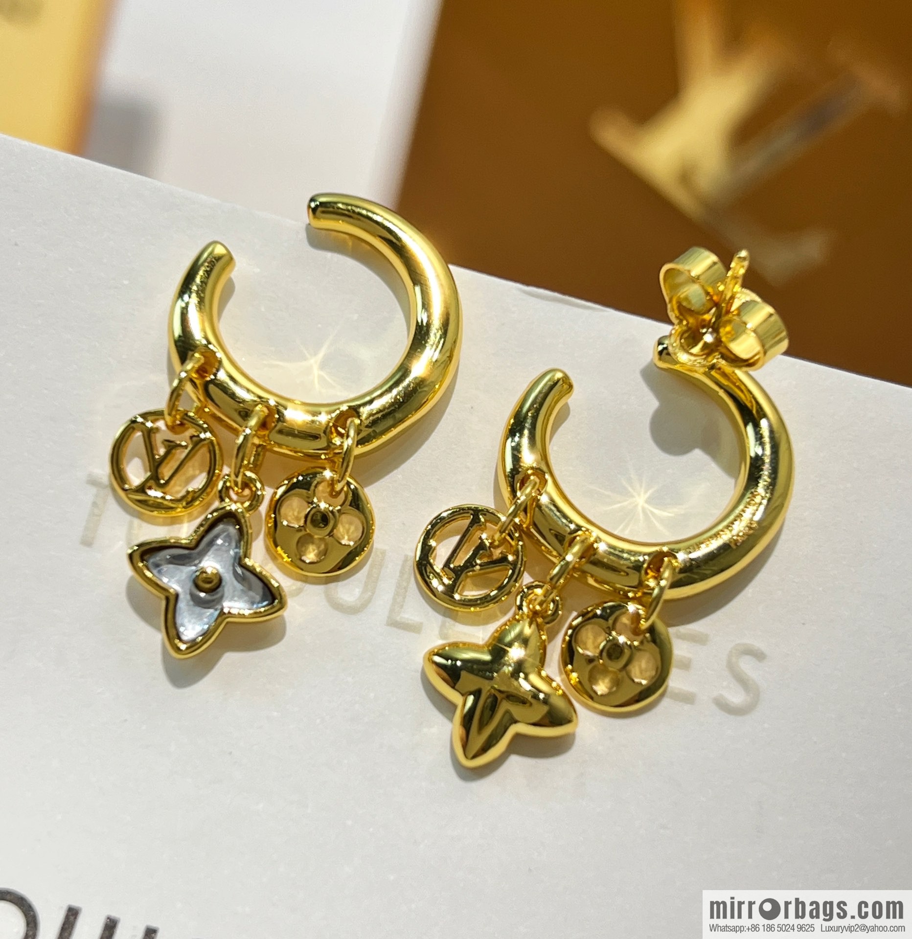 Louis Vuitton lv crystal monogram bracelet stud earrings