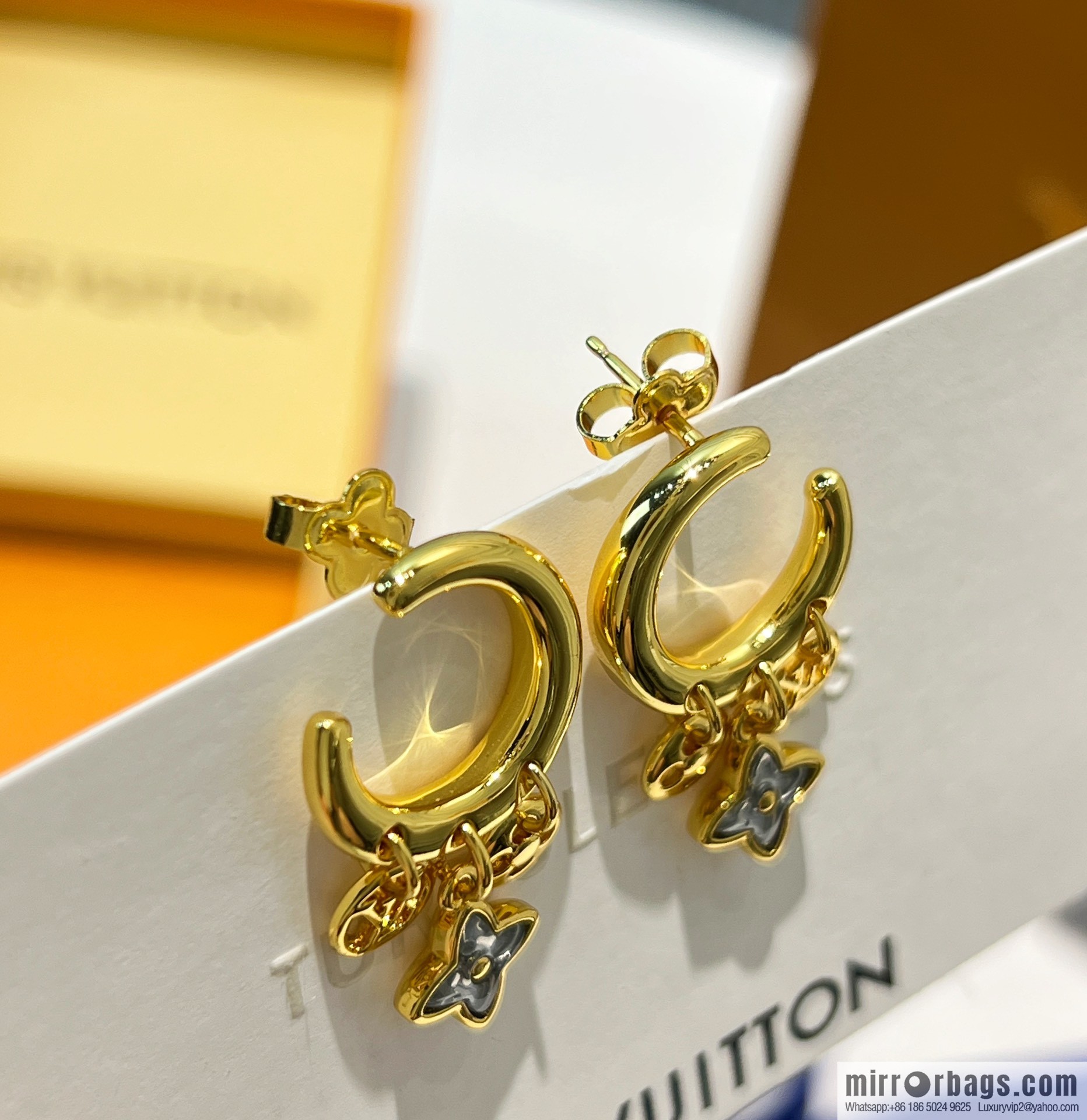 Louis Vuitton lv crystal monogram bracelet stud earrings