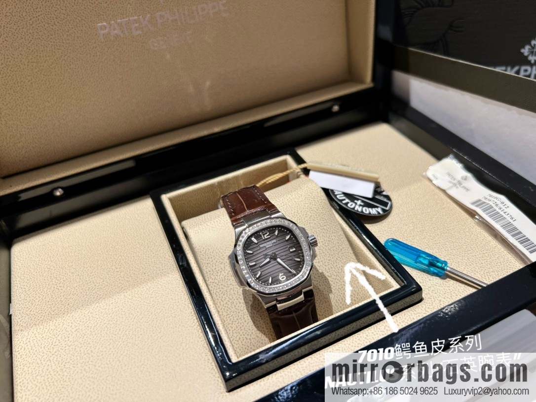 Batafile Nautilus 7010R Swiss Quartz Crocodile Leather