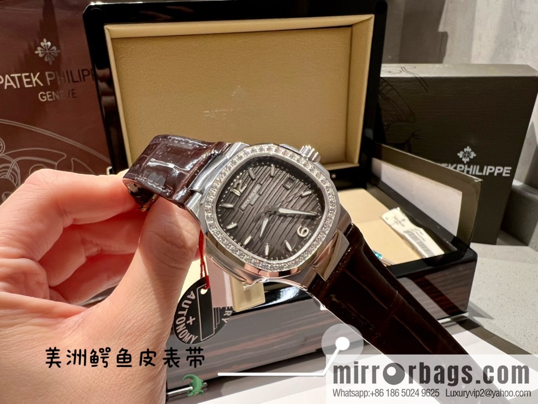 Batafile Nautilus 7010R Swiss Quartz Crocodile Leather