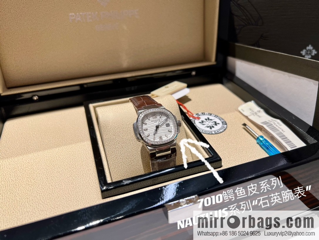 Batafile Nautilus 7010R Swiss Quartz Crocodile Leather