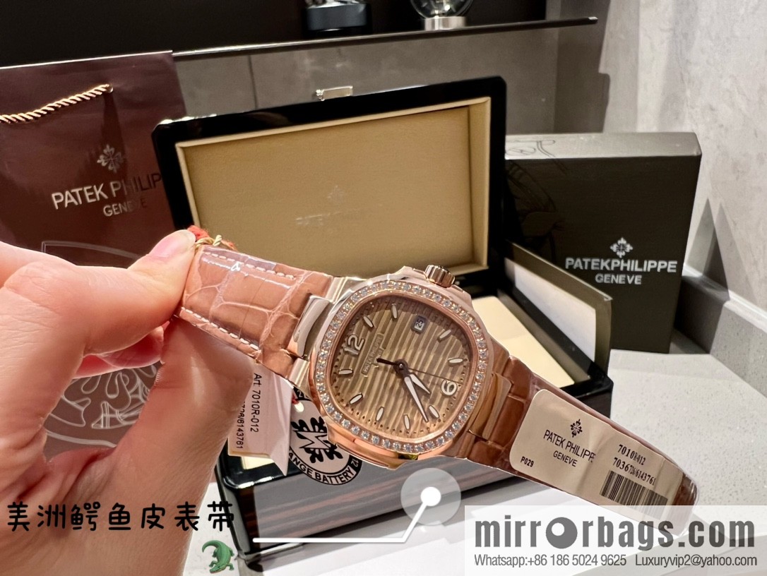 Batafile Nautilus 7010R Swiss Quartz Crocodile Leather