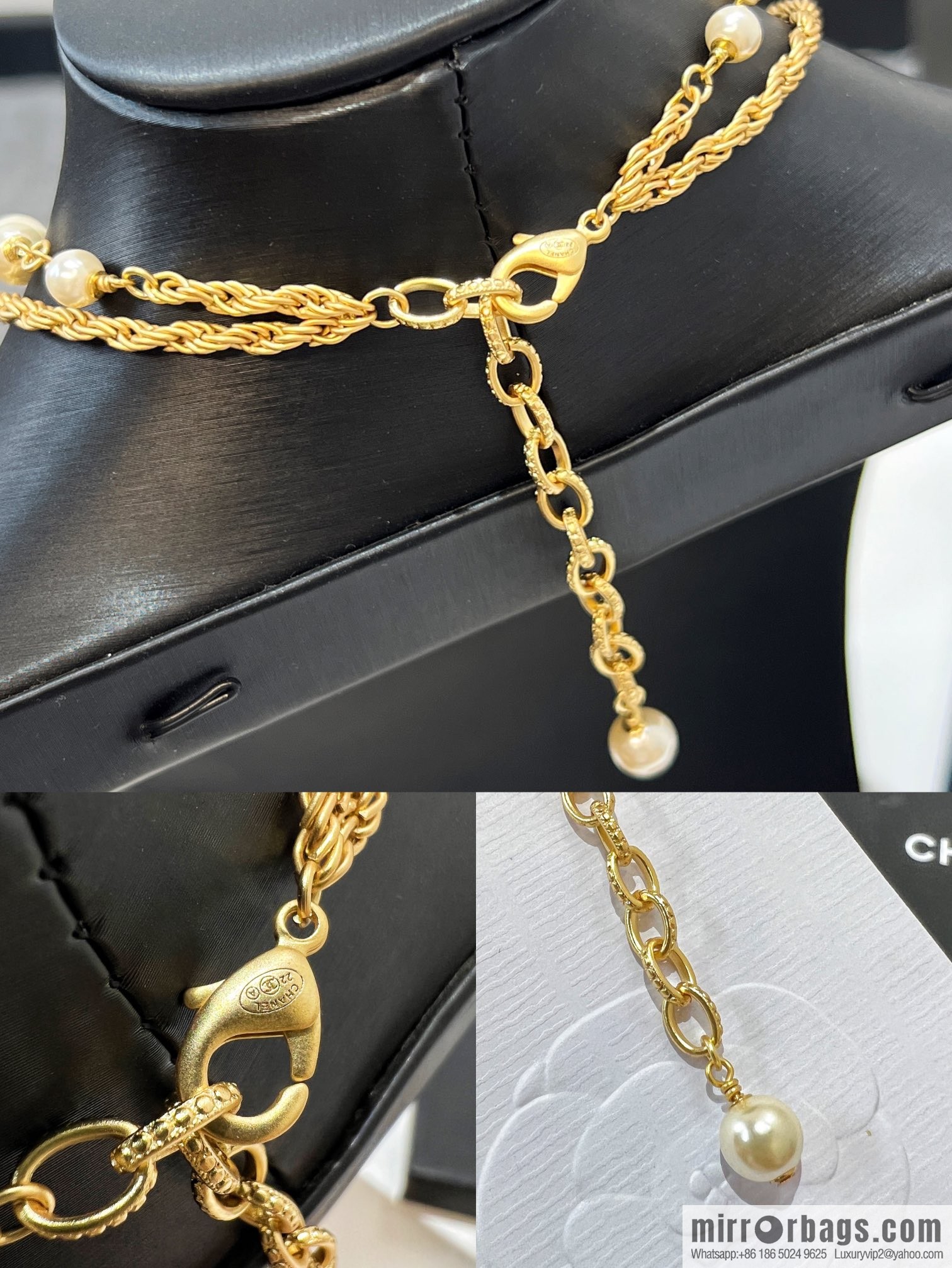 New ☑️ Chanel double c colored pearl double necklace