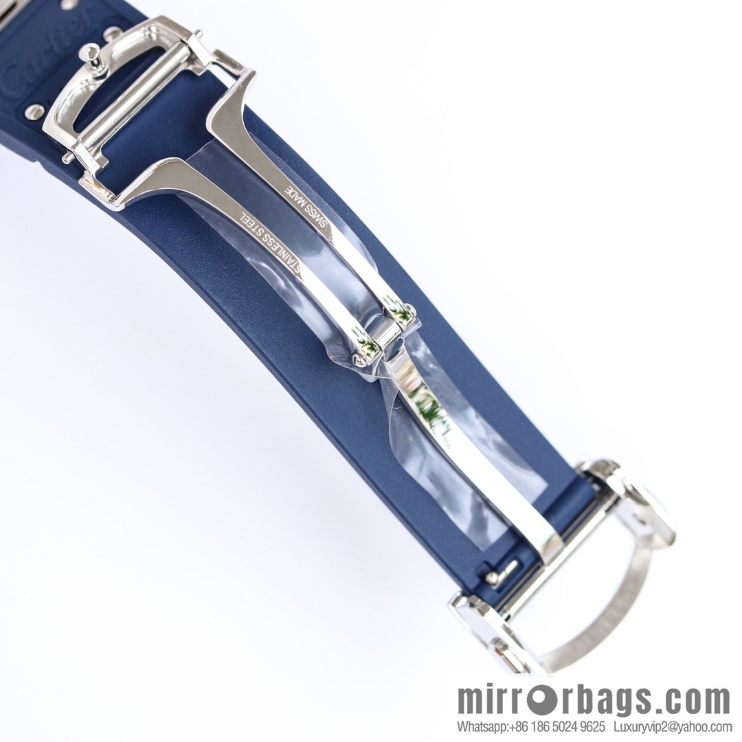 New GF Santos Tape Blue PVD Plated Bezel MIYOTA9015 Self-winding Movement