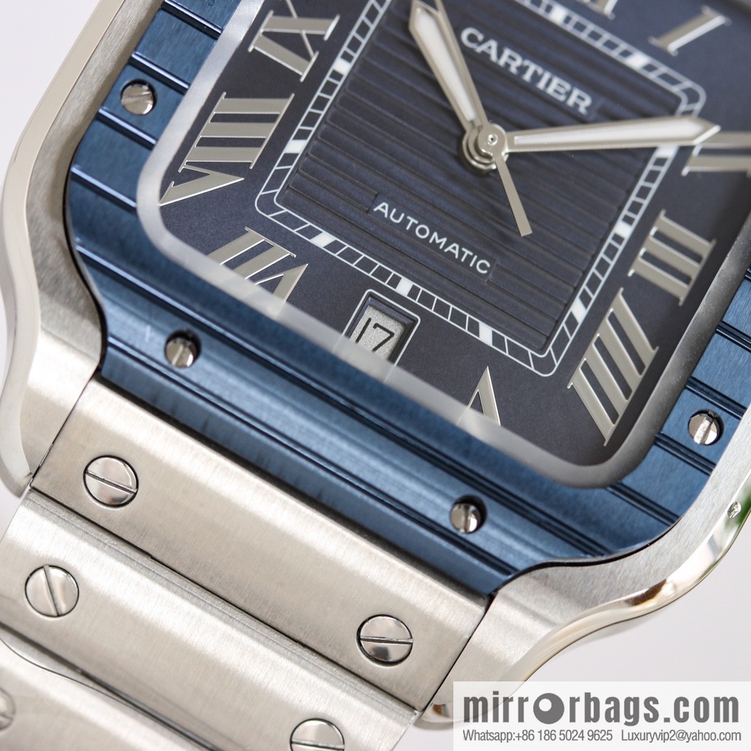 New GF Santos Tape Blue PVD Plated Bezel MIYOTA9015 Self-winding Movement