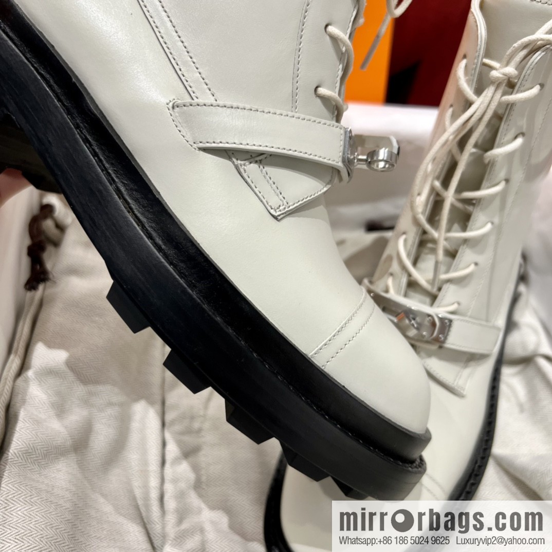 Hermes Hermès Glossy Calfskin Platform and Ankle Boots Martin Boots