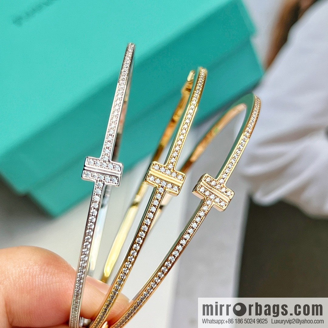Tiffany & Co. Tiffany & Co. Classic T-Series Full Diamond Double T Bracelet