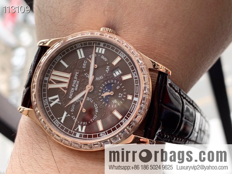 Patek Philippe Complex Series Six-Pin Men's Watch Original Imported 9100 Weeks and Months Moon Phase Kinetic Energy Function Movement Mechanical Watch