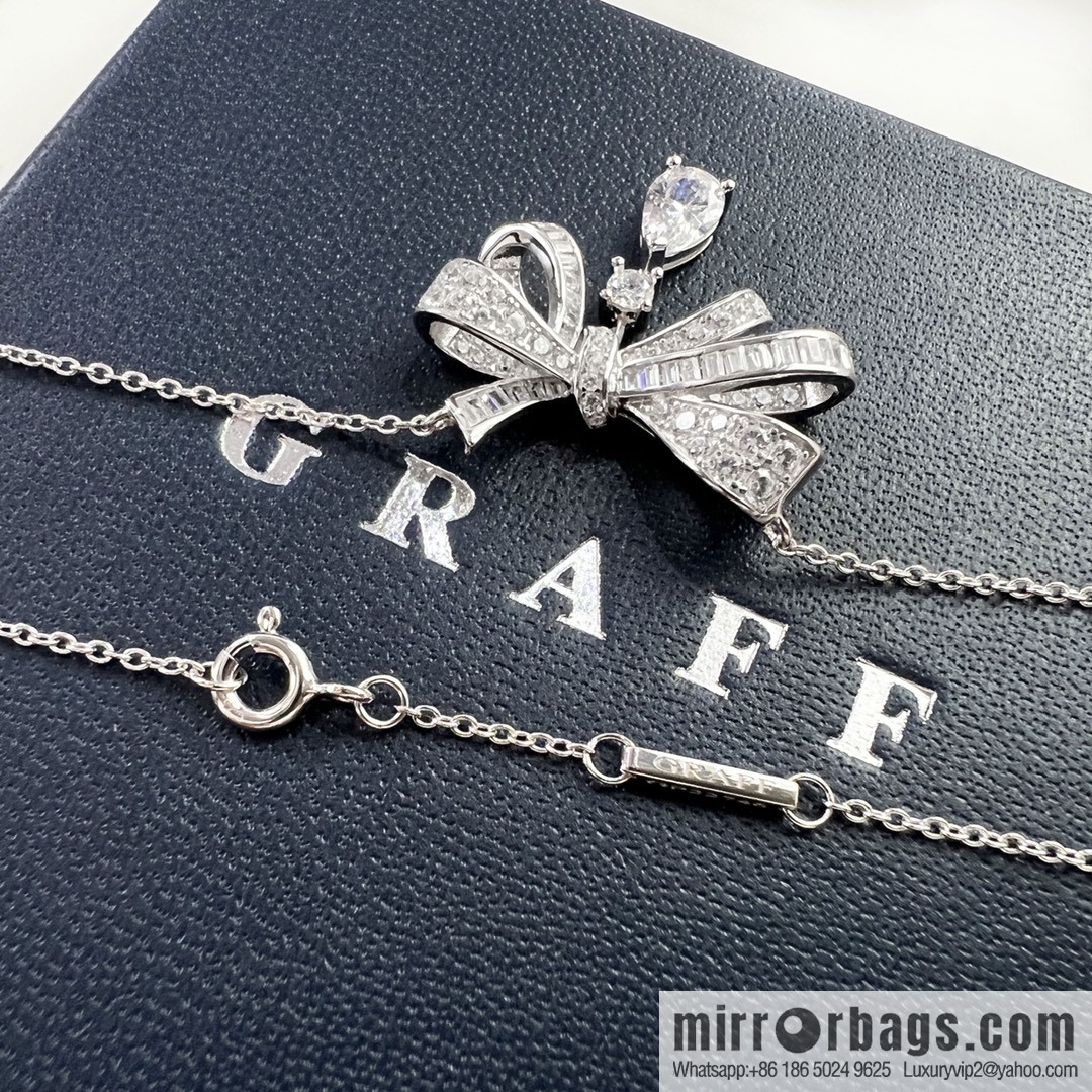 GRAFF full diamond droplet bow stud earrings necklace ring