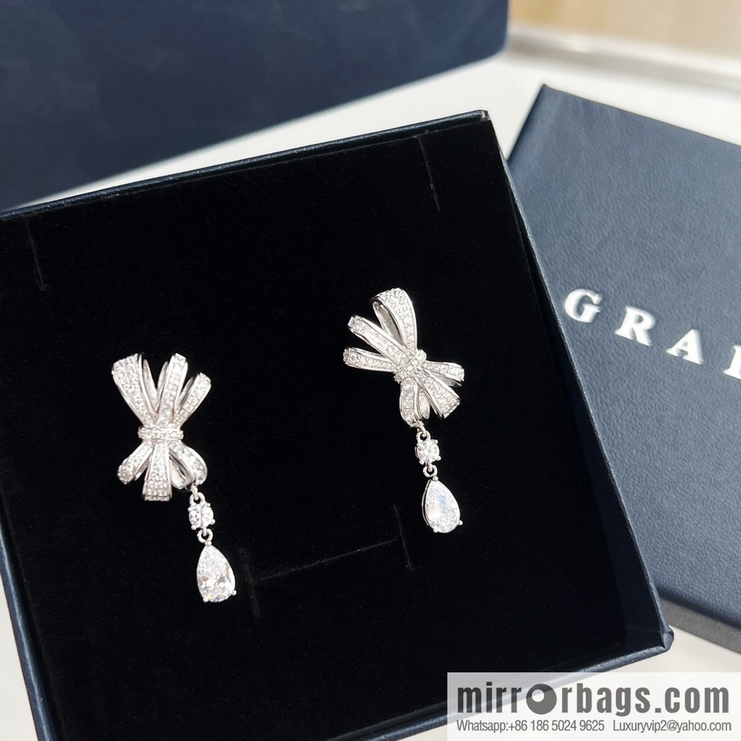 GRAFF full diamond droplet bow stud earrings necklace ring