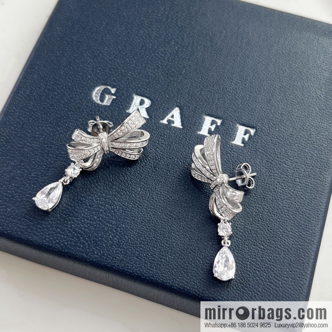 GRAFF full diamond droplet bow stud earrings necklace ring