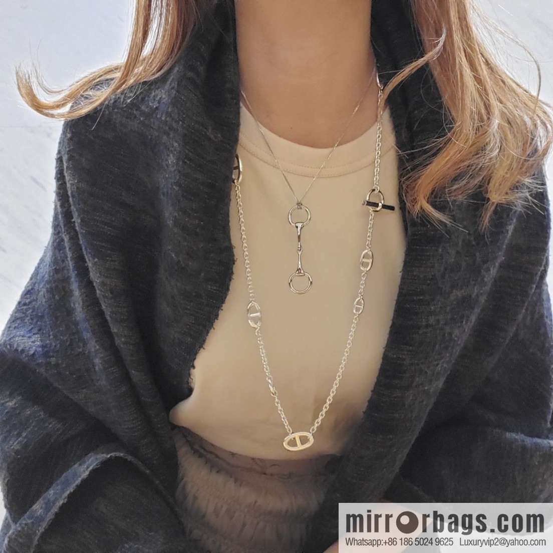 Farandole Hermès HERMES long pig nose sweater chain necklace