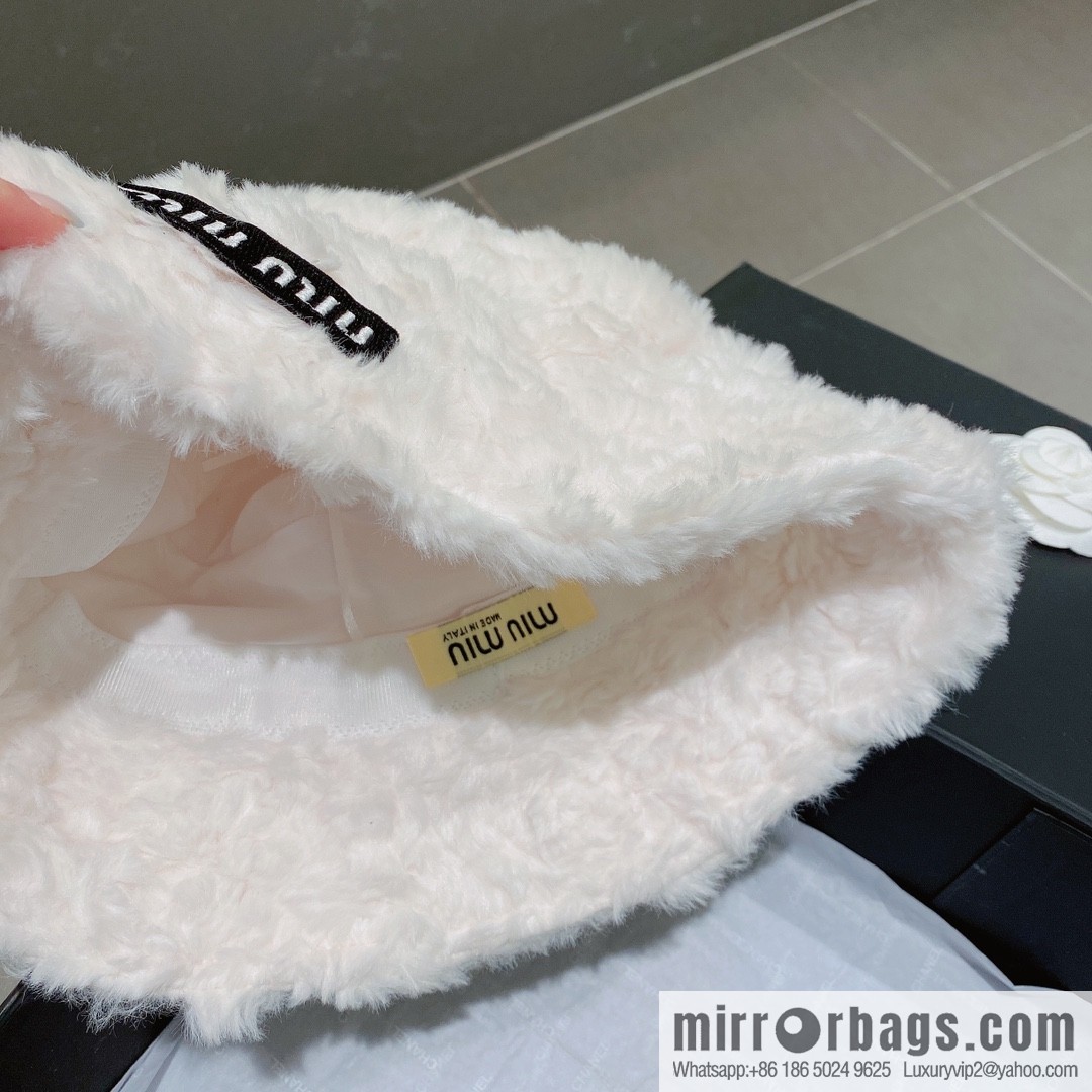 Miumiu 2022 autumn and winter new rabbit fur bucket hat
