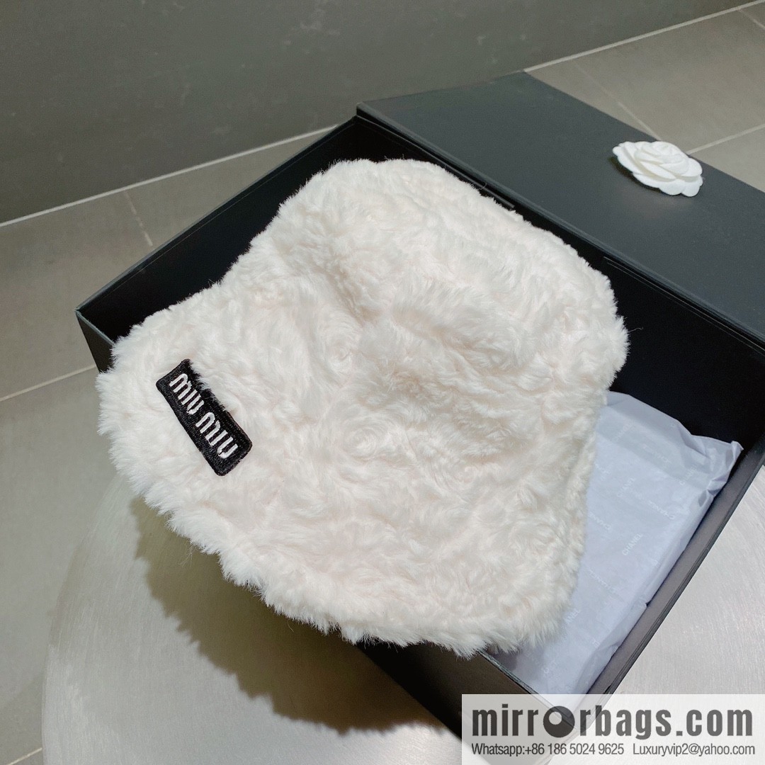 Miumiu 2022 autumn and winter new rabbit fur bucket hat