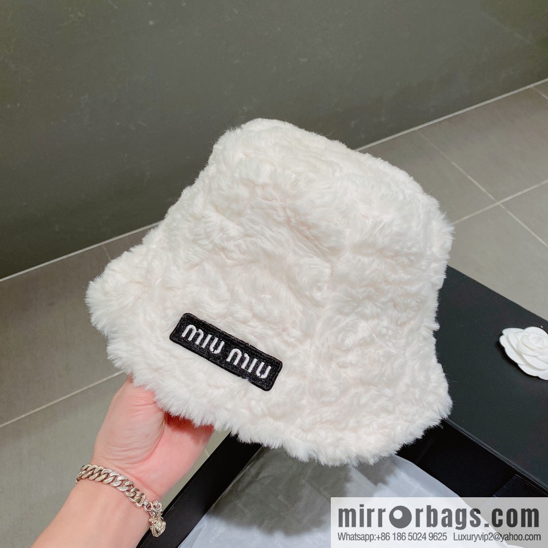 Miumiu 2022 autumn and winter new rabbit fur bucket hat