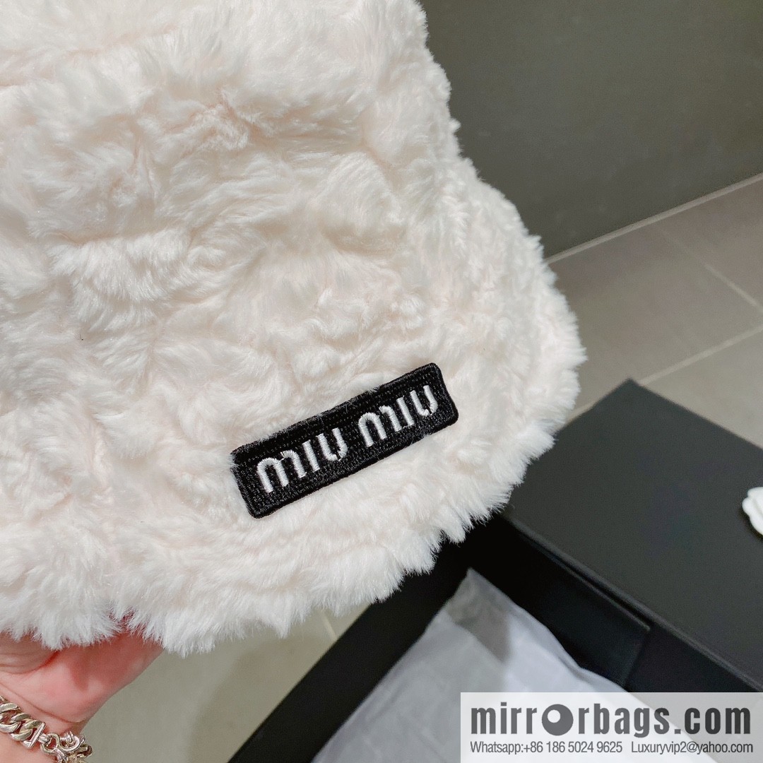 Miumiu 2022 autumn and winter new rabbit fur bucket hat