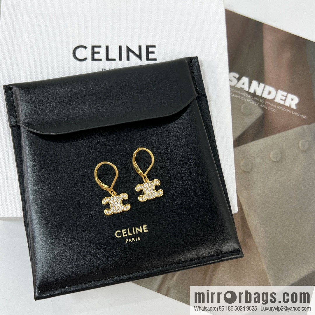 New Celine full diamond Arc de Triomphe earrings necklace