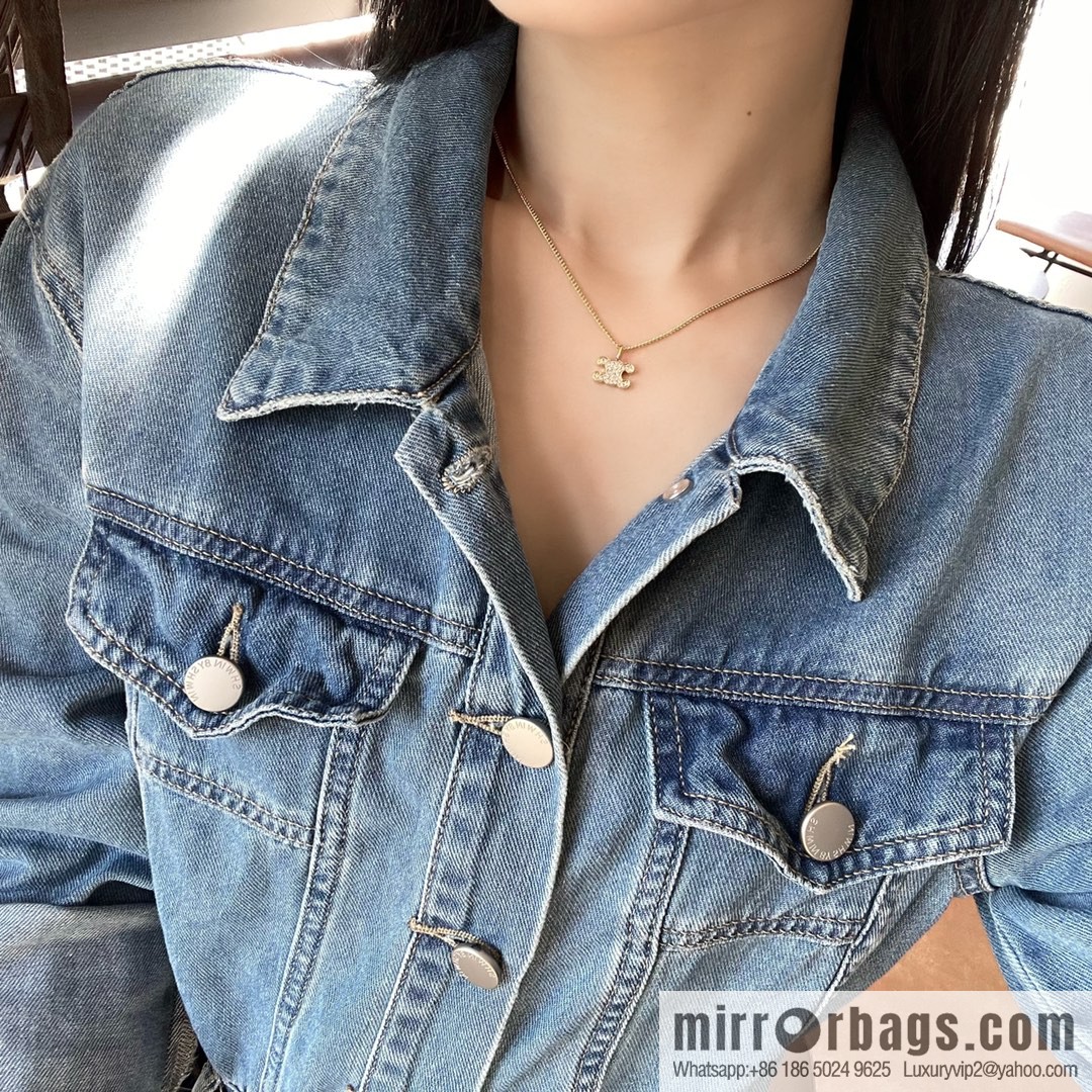 New Celine full diamond Arc de Triomphe earrings necklace