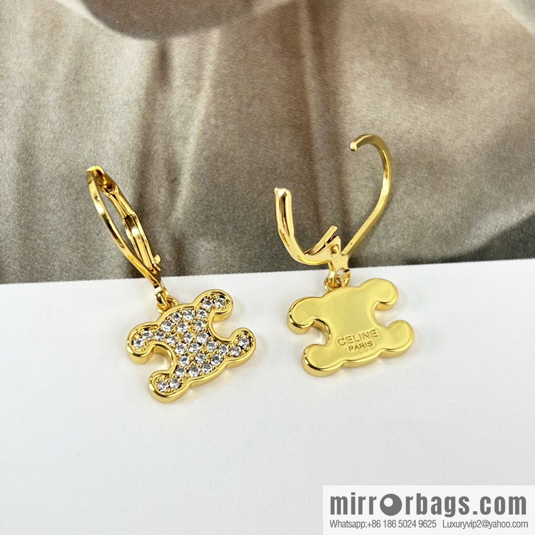 New Celine full diamond Arc de Triomphe earrings necklace